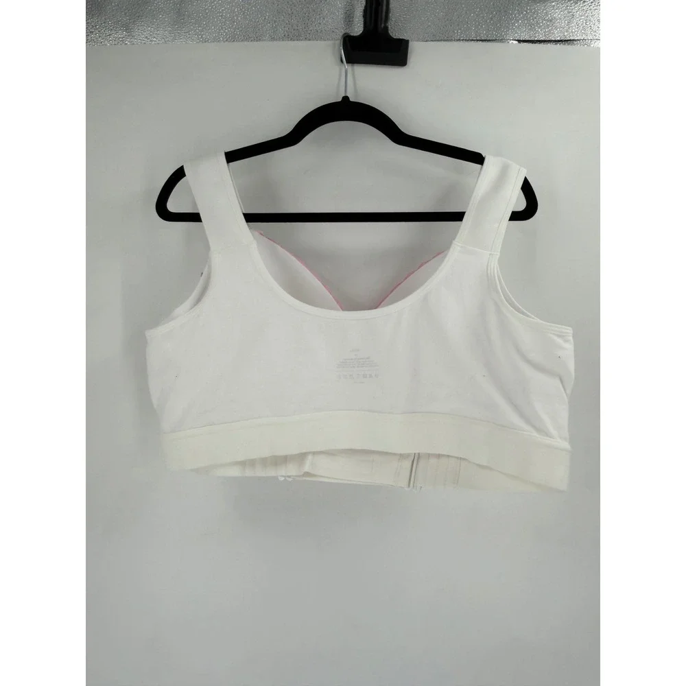 NWT FionaBra Front Wrap Closure Bra Women 4XL White Pink Lace Trim Adaptive